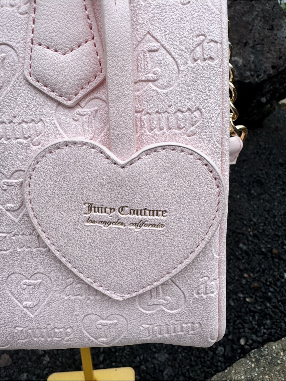 Juicy Couture NWT Powder Blush Satchel Pink Embossed Heart Bag retail $99 - Picture 5 of 12